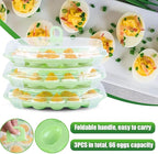 HANSGO Deviled Egg Containers with Lid, 3PCS Deviled Egg Platter Carrier Holder Trays with 66 Slots for Party and Home Kitchen, Green