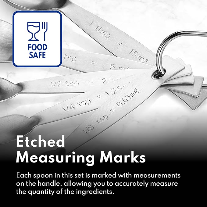 New Star Foodservice 43129 18/8 Stainless Steel Measuring Spoons (Set of 5), Silver