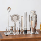 Cocktail Shaker Set with Arcylic Stand, Mixology Bartender Kit for Drink Mixing | Mixology Set with 7 Bar Set Tools Cocktail Kit (Silver)