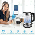 Smart Electric Kettle APP Control, Korex Glass Water Boiler Included Filter Suitable for Alexa Google Home Assistant 1.7 L BPA FREE Great for Coffee Tea Milk With Overheat Protection Controlled