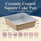 BAKKENMASTER Square Cake Pan - Aluminized Steel, Ceramic Non-Stick Coating, Non-Toxic, Ideal Size, Heavy-Duty, Elevate Your Baking with Durability and Style!