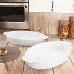 10 x 7 Inch Oval Au Gratin Baking Dishes, Set of 2, Porcelain Baking pan Oven Safe, Roasting Lasagna Pans, for Casserole Dish, Pie Plate, Baking, scalloped potatoes, shepherds pie