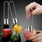 Fruit and Vegetable Corer Pepper Seed Apple Remover Bell Pepper Tomato Corer Tool Stainless Steel Kitchen Gadget (Pepper corer + Apple corer)