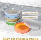 Webake 4 Inch Silicone Air Fryer Egg Molds with Lids, 4 oz Creme Brulee Dishes Shallow Ramekins, Food Storage, Microwave Egg Poacher, Set of 4