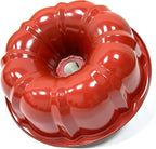 Classic Bakeware 9.5 Inch Non-stick Fluted Cake Pan,Heavy Duty Carbon Steel Tube Baking Mold Red