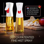 FLAIROSOL OLIVIA Oil Sprayer for Cooking, 2 Pack 200ML Glass Olive Oil Sprayer, Continuous Cooking Spray Dispenser with Portion Control for Kitchen Air Fryer, Salad, BBQ, White