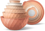 COOK WITH COLOR Mixing Bowls with Lids - 12 Piece Plastic Nesting Bowls Set includes 6 Prep Bowls and 6 Lids, Diamond Design - Microwave Safe (Mint)