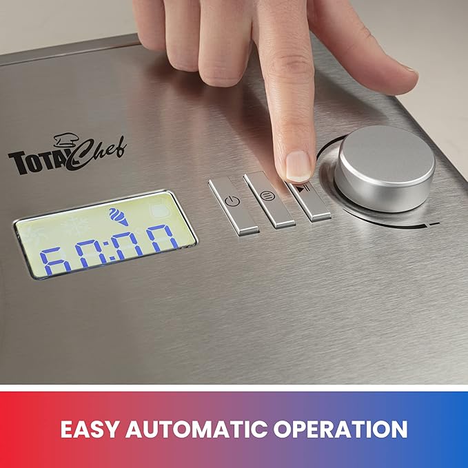 Total Chef Automatic 2-in-1 Ice Cream &Yogurt Maker Machine - Serve Soft, Creamy Sorbet, Gelato, Tasty homemade Instant Treats With No Salt & Prefreezing, Built-In Compressor 1.6Qt Stainless Steel