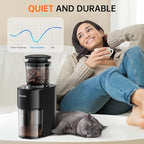 Anti-static Conical Burr Coffee Grinder, Adjustable Electric Mill, 38 Precise Grind Settings, Precision Timer, for Espresso, Drip and French Press, Black