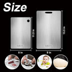 Titanium Cutting Board, Steel Cutting Boards For Kitchen, Stainless Steel Cutting Board 316, Large Double Sided Medical-grade Hygiene Durable non moldy 316L Stainless Steel Chopping Board (2PC-S+L)