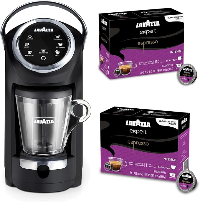 Lavazza Classy Plus Coffee Maker – 72 Count Intenso Espresso Capsules – Dual Brew Espresso & Lungo Machine Compatible Expert Capsules