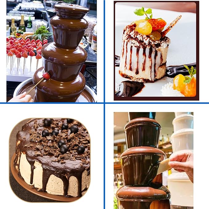 Chocolate Fountain 110V Electric 4-Tiers Digital Chocolate Fountain Melting Machine Heating Fondue Fountain,3kg of chocolate