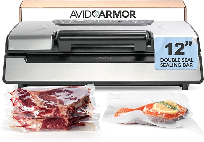 Avid Armor Vacuum Sealer Machine AVS2400, Professional Food Sealer with Roll Storage & Built-In Cutter, Compact Vacuum Sealer for Food Preservation