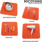 Silicone Dish Drying Mat for Multiple Usage,Easy clean,Eco-friendly,Heat-resistant Silicone Mat for Kitchen Counter or Sink,Refrigerator or Drawer Liner Orange 2XL 24 inches x 18 inches