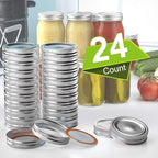 Mason Jar Lids and Rings 48Pcs Regular Mouth Canning Lids for Ball, Kerr Jars- Split-Type with Leak proof & Airtight Seal, Metal - Food Grade Material Silver/70MM