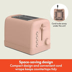 bella 2 Slice Toaster, 6 Setting Shade Control w Reheat, Cancel, Bagel & Defrost Buttons, Removable Crumb Tray, Anti Jam & Auto Shutoff, Auto Centering Guides & Cord Wrap, 900 Watt, Blossom