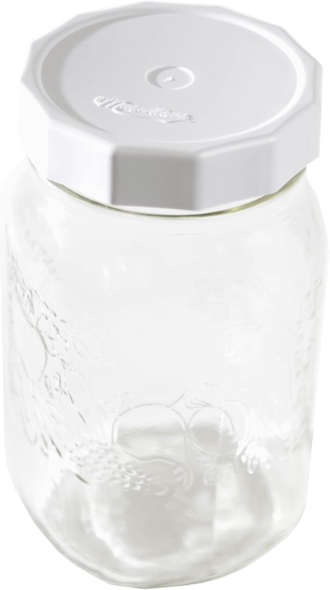 Masontops Tough Tops - Ball Wide Mouth Mason Jar Lids Plastic Leakproof - BPA-Free White Plastic Mason Jar Lids - Reusable Dry Canning Lids fit Ball Jars (Ball Mason Jars not included)