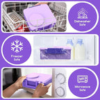 Bento Box for Kids - Leak-Proof Lunch Box with Insulated Thermos Food Jar - 4 Compartments, 1 Removable Divider, 1Spoon, 1 Fork - Dishwasher Safe, BPA-Free (Light purple)