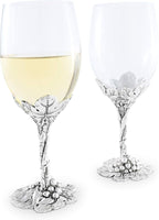 Arthur Court Designs Aluminum Grape Pattern Base Wine Glasses 8.25 inch Tall 16 ounces
