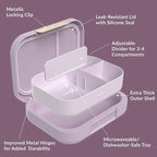 Bentgo Modern - Adult & Teen Bento Lunch Box; 3-4 Compartments, Leak-Resistant, 5.5 Cup Capacity/44 fl oz, Improved Locking Clips, Reusable, BPA-Free, Dishwasher/Microwave Safe Tray (Orchid)