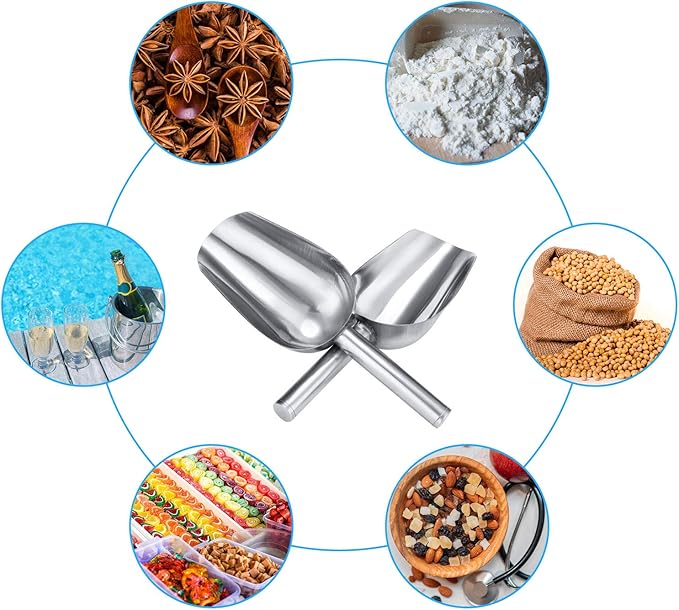 Mudder 6 Pack 6 Ounce Small Stainless Steel Ice Scoop Metal Mini Candy Little Sugar Cream Scoop for Home Kitchen Food Jars Coffee Beans Bar Buffet