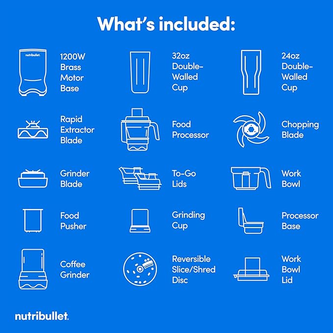 nutribullet® Ultra Plus+ 3-1 Compact Kitchen System, 1200W Kitchen System with Blender, Food Processor, and Coffee and Spice Grinder, 32oz and 24oz Blending Cups, 2-Cup Food Processor, Brass