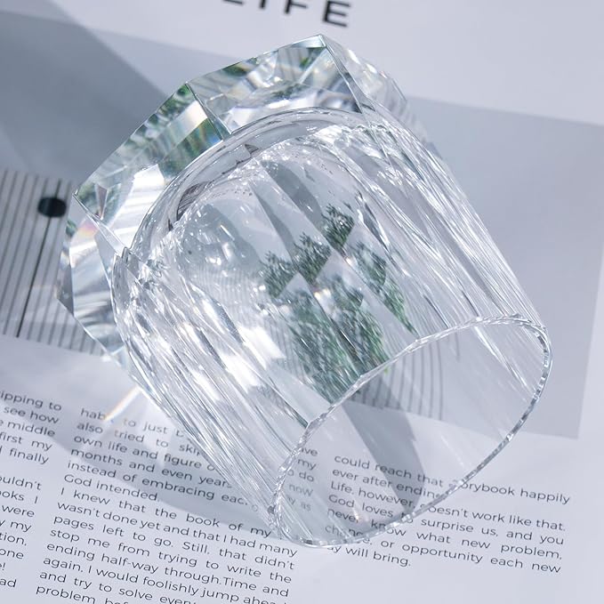 KAMMAK Crystal Old Fashioned Glass Set of 2, 8.79 oz (260ml) Hand Blown Whiskey Glasses, Tumbler with Delicate Rim & Weighted Base, Lead-Free Barware for Scotch, Bourbon, Cocktail