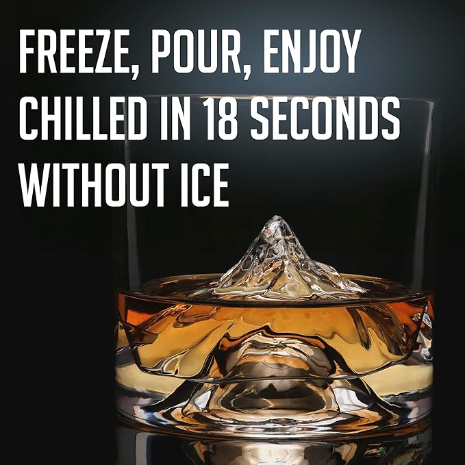 LIITON K2 Nepalese Heavy Crystal Whiskey Glasses Gift Set of 2, Thick Freezable Bourbon Glass 1lb Each, Premium Whiskey Gifts for Men, Frozen Crystal Chills Cocktails, 10 oz