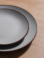 Famiware Venus Plates and Bowls Sets, 12 Pieces Stoneware Speckled Dinnerware Sets, Dishes Set for 4, Microwave and Dishwasher Safe, Matte Dark Grey