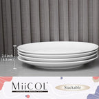 Miicol Ceramic Dinner Plates Set of 4, Large Salad Plate 10.5 inch, White Flat Dish, Porcelain Serving Dishes for Pasta, Steak, Dessert, Microwave and Dishwasher Safe, Scratch Resistant