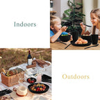 Wheat straw dinnerware set of 28 - Bowls and Plates Set for Dorm - Microwave and Dishwasher safe dish sets for kitchen,camping,indoors and out doors.Black