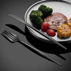 40 Pieces Matte Black Silverware Set, Stainless Steel Black Flatware Set for 8, Satin Finish Spoons and Forks Silverware Set, Black Cutlery Utensils Set, Dishwasher Safe