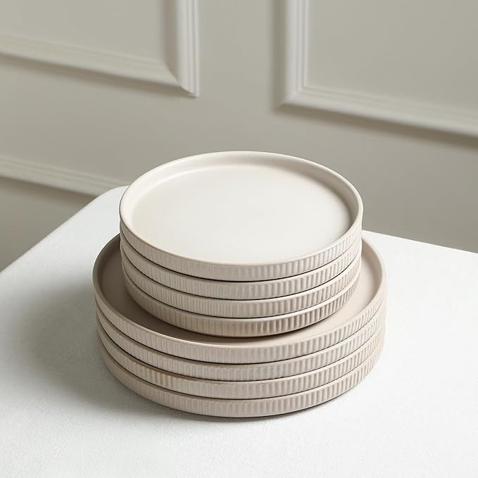 Stone Lain Haven 4-Piece Salad Plate Set Stoneware, Beige