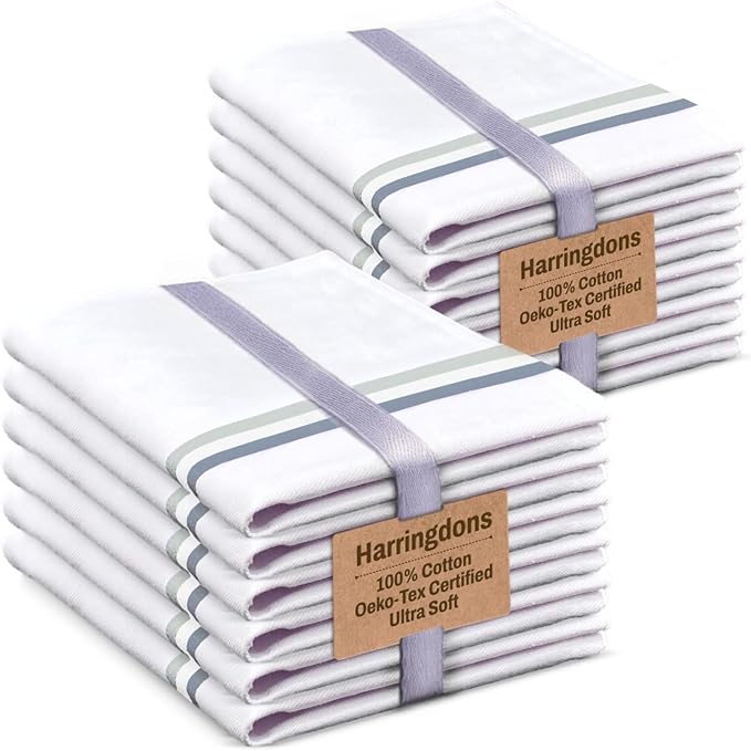 Premium Kitchen Towel (28”x20”, 12 Pack) 100% Cotton Dish Towels Cloths Large Hand Towels Tea Towels for Kitchen with Hanging Loop, Reusable Cleaning Cloths, Fast Dry Lint Free Linen | Gray Shades