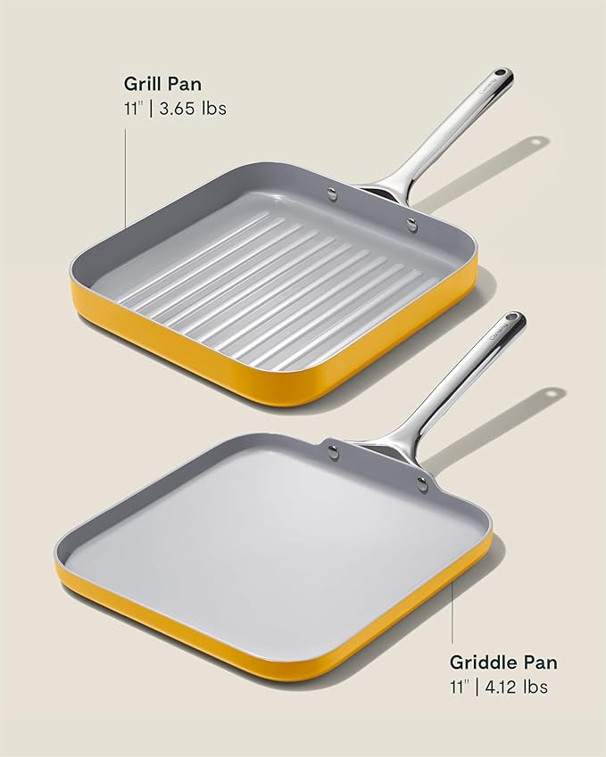 Caraway Griddle Pan & Grill Pan Duo - Non-Stick Ceramic Coated - Non Toxic, PTFE & PFOA Free - Oven Safe & Compatible with All Stovetops – Marigold