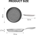 COOKING KING 10-Inch Stainless Steel Pan, Hybrid Nonstick Frying Pan, Skillet, 3-Ply Clad Cookware, Even Heat Distribution, Dishwasher & Oven Safe, with Stay-Cool Handle, Induction Compatible