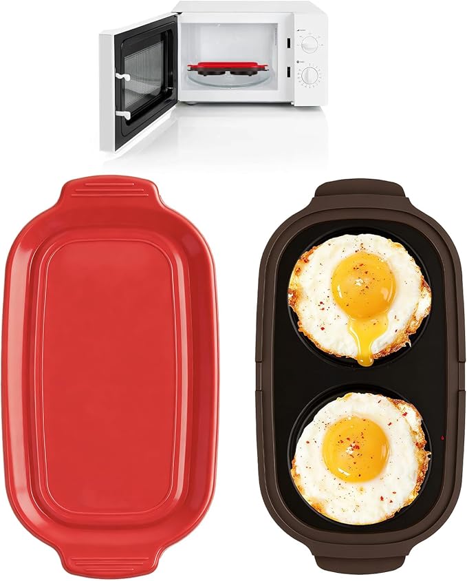 Microwave Egg Poacher for 2 Eggs,Microwave Egg Cooker, Multi-use Maker for Breakfast Sandwiches, 9.25x4.92x1.77 Inches, Portable for Home, Travel, Gifts