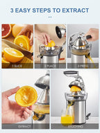 Electric Citrus Juicer Squeezer, Reemix Powerful Orange Juicer with Zine Alloy Die Casting Shell, Luxury Citrus Squeezer with Two Interchangeable Cones for Oranges of any Size (Zine Alloy Die Casting)