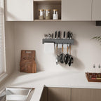 NET MEYA Stainless Steel Pot and Pan Hanger,Wall Mounted Pot Rack Kitchen Hanging Rail With S Hooks,Detachable Pans Hanging Rail Kitchen Lids Utensils Hanger,15.7 Inch Wall Mounted Hanging Pot Rack