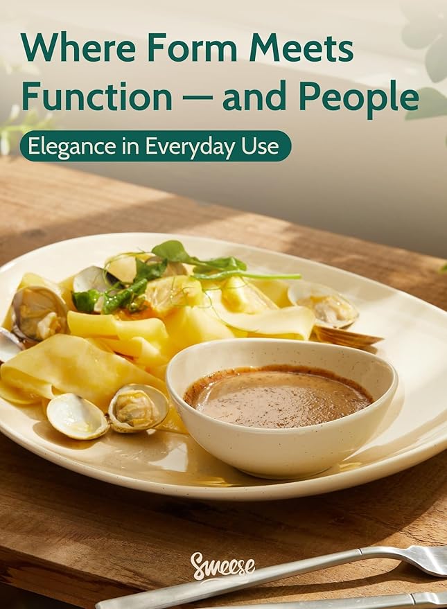 Sweese 4 oz porcelain bowls set of 6 - small dipping, sauce, snack side dish bowls - microwave, dishwasher, oven safe beige