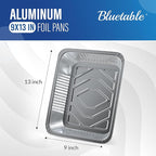 Bluetable Aluminum Foil Pans 9x13 Half Size Bulk [100 Case Pack] Heavy Duty Disposable Foil Pans - Chafing Dish Pan Baking Pan - Steam Table Pans, 9 x 13 Aluminum Trays for Serving Food [100 Pack]
