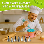 Suuker 9 Pieces Ruffle Piping Tips Set, Stainless Steel Vintage Cake Piping Tips Pleated Skirt Piping Nozzles Set, Cake Decorating Tips for Cake Cupcakes Cookies