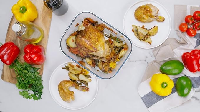 120 oz Large Glass Food Storage Containers with Airtight Lids 3.5 L Family Size Extra Large Bakeware Marinating Lock Baking Dish Container Glass Bowls Rectangle