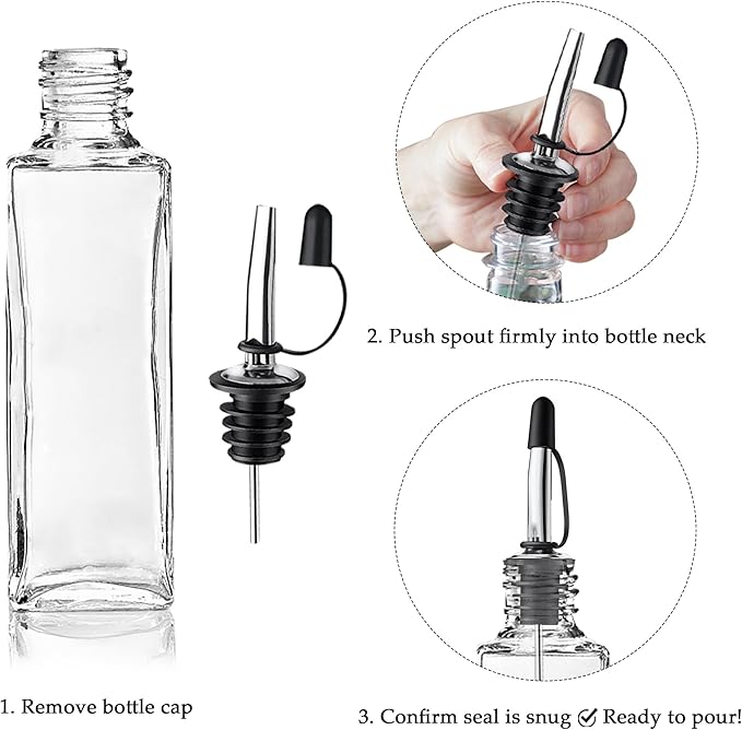 12 Pack Leak-Proof Dust Cap Wine Pourers,Stainless Steel Bottle Pourers for Alcohol, Olive Oil & Syrups- Fast, Controlled Pouring,Bar & Home Kitchen Accessories