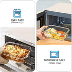 10 Pack Glass Food Storage Containers, Meal Prep Containers with Lids, Airtight Glass Lunch Boxes, Freezer, Oven, and Microwave Safe, White
