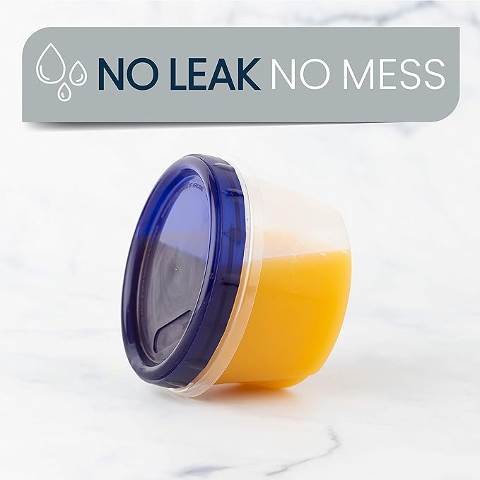 PLASTICPRO [16 oz 120 Pack] Twist Top Deli Containers Clear bottom With blue Top Twist on Lids Reusable, Stackable, Food Storage Freezer Container Pack of 120