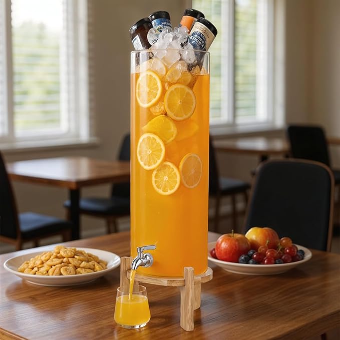 Beverage Dispenser,4.1 Gallon Glass Drink Dispenser with Stand,Glass water dispenser with Spigot, Large Drink Dispensers for Parties,Water Dispensers for Bar,Wedding,Restaurants 15L