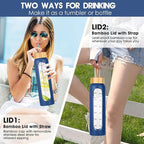 32 oz Glass Water Bottle with Straw - Motivational Time Marker & Silicone Sleeve - Reusable Tumbler Includes 2 Bamboo Lids & Fruit Infuser - 1 Pack