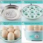 Elite Gourmet EGC115M Easy Egg Cooker Electric 7-Egg Capacity, Soft, Medium, Hard-Boiled Egg Cooker with Auto Shut-Off, Measuring Cup Included, BPA Free, Retro Mint