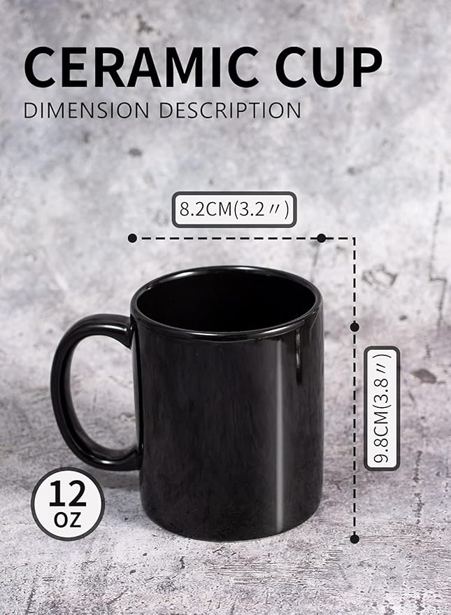 12oz coffee mug set of 6 Coffee Mugs for Coffee, Tea, Cocoa, Milk（black）